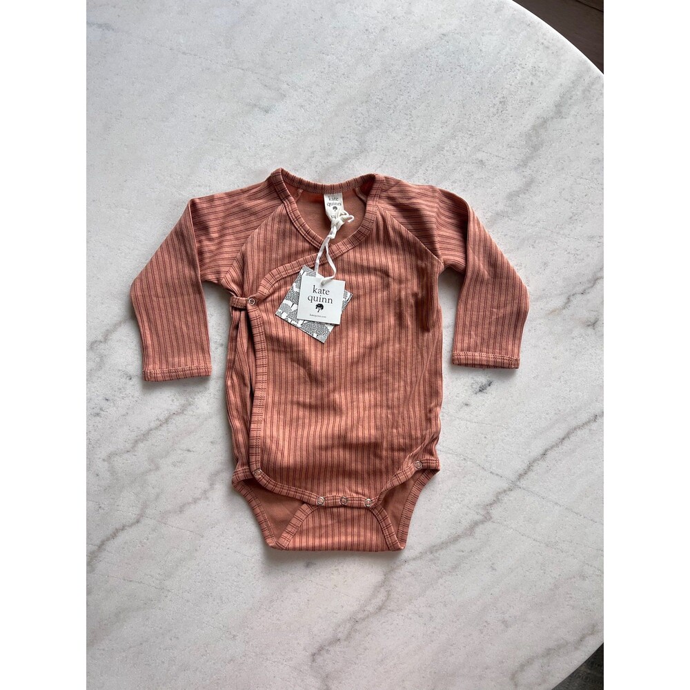 Kate Quinn Baby Kimono Bodysuit 12-18M Rust Stripe